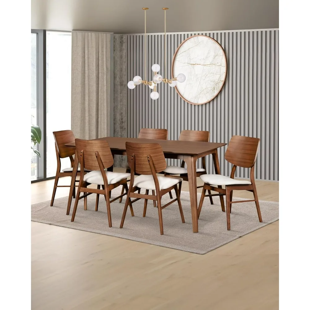 

7-Piece Dining Table Set, Furniture Mid-Century Modern Table Set,60-Inch, Walnut, Ketchen Tables Sets, Tables Sets