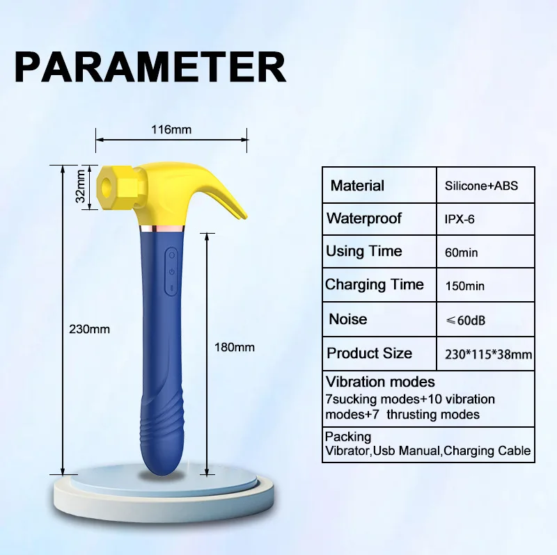 Multifunctional Hammer Vibrator Clit Sucking Telescopic Dildo_voghion.com