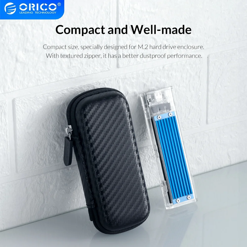 Orico-bolsa de Proteção do Disco Rígido Eva Zipper Bolsa Carregador de Celular M.2 Disco Rígido Externo Fone de Ouvido Data Line Case Hdd Preto