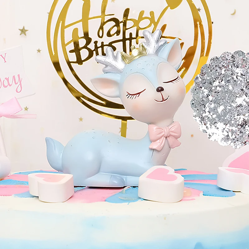 1PC, creative cartoon little sika deer decorative gift resin ornament, cute girl home decoration