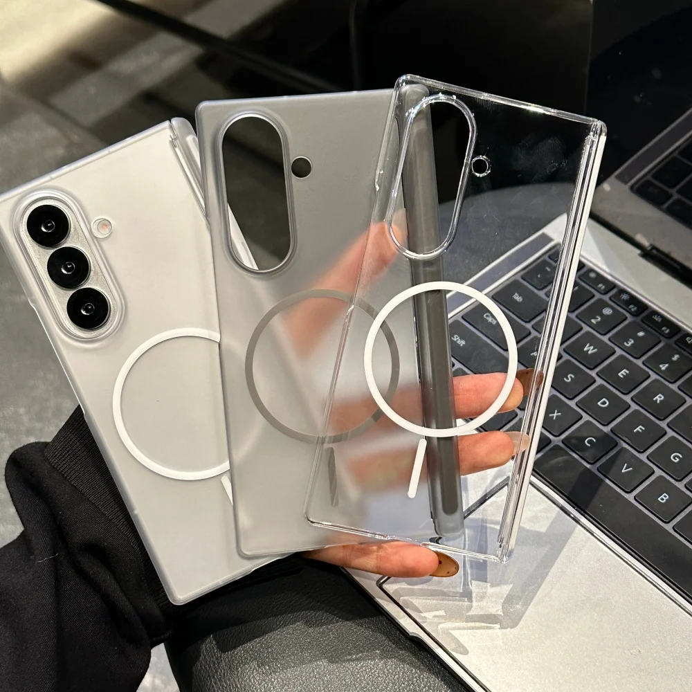 Matte Transparent Ultra Thin Magnetic Charging Case with Hinged Shockproof Cover