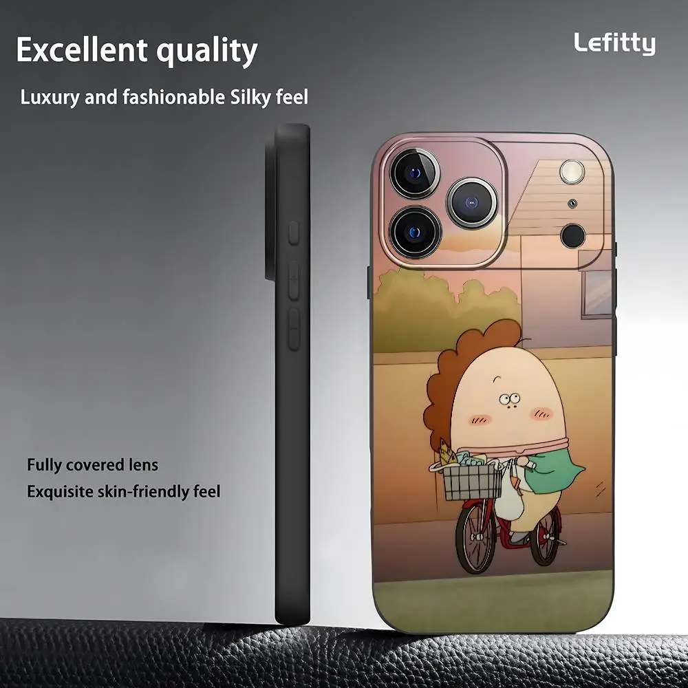 Adorable Anime-Inspired Black Frosted Soft Phone Case