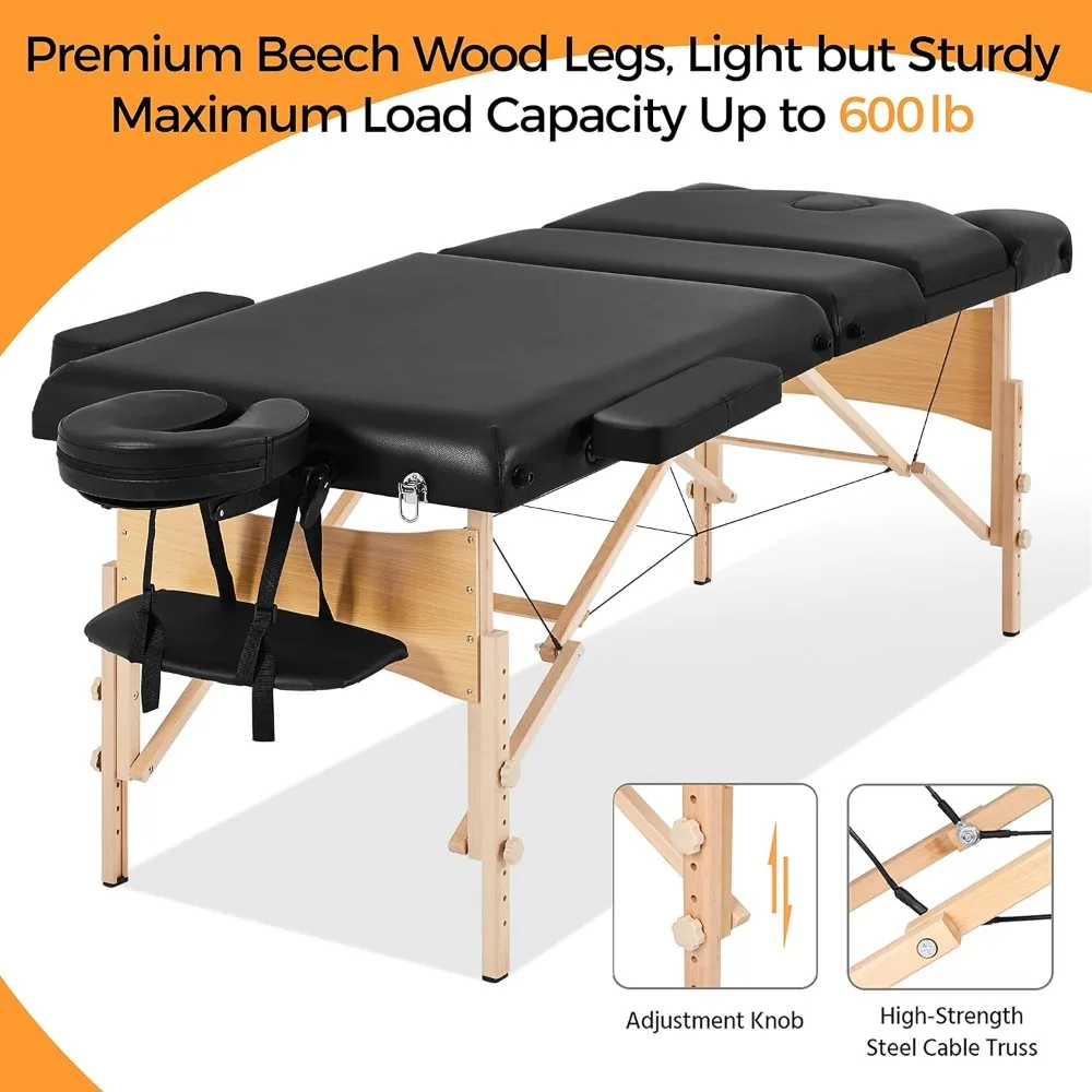 Portable Foldable Massage Table with Bolster and Carrying Bag for Beauty and Facial