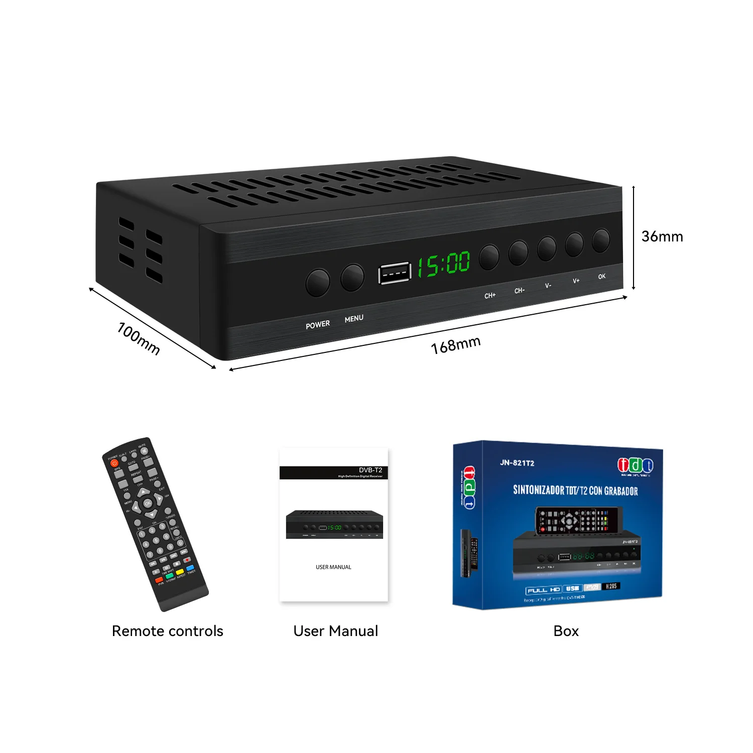 For Spain DVB-T2 H.265 decoder 1080P HD Set Top Box Digital Broadcast Receiver with Scart Interface Satellite TV Receiver JN-821