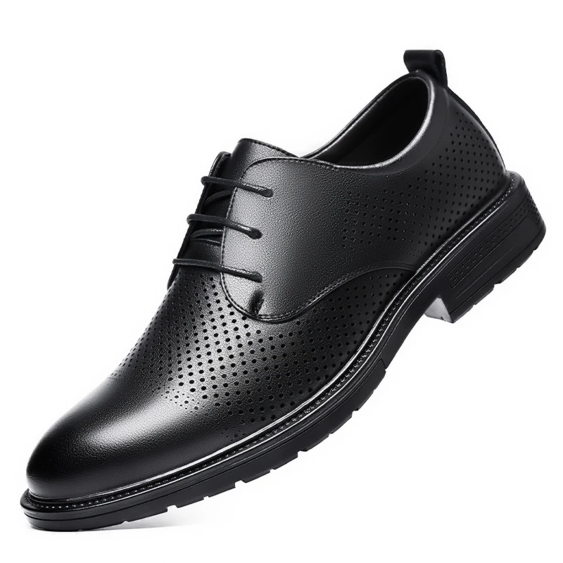 

2023 Newly Men's Split Leather Shoes Cutout Style Size 37-46 Soft Summer Man Bussiness Dress Shoes
