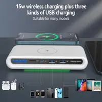 4 In 1 USB Type C Hub 15W Wireless Charger Multi-port QC3.0 Fast Charging LED Indicator For iPhone Huawei Xiaomi Samsung Headset - Image 3
