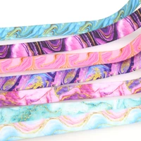 DHK 5/8” 5yards Marble Printed Fold Elastic FOE Stretch Ribbon Hairbow Headwear Accessories Craft DIY Sewing B2206