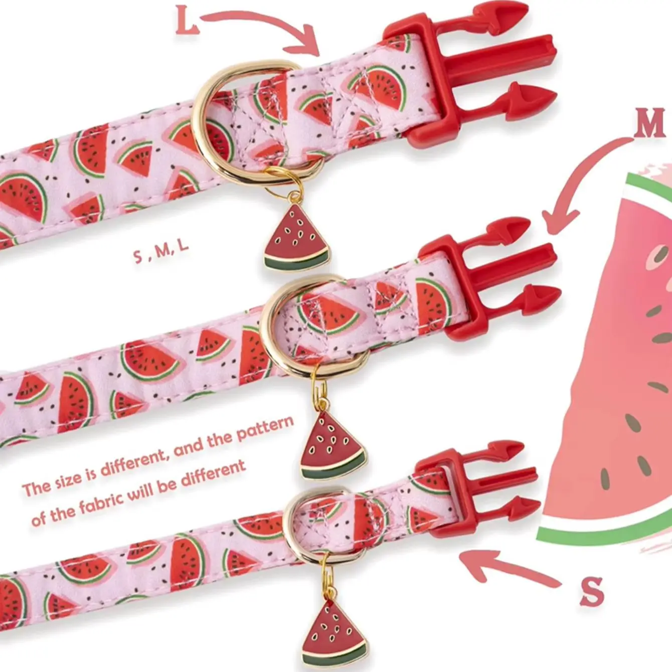 Fruit Pattern Pet Collar with Metal Fruit Pendant – Adjustable for Cats, Puppies & Small Dogs 5