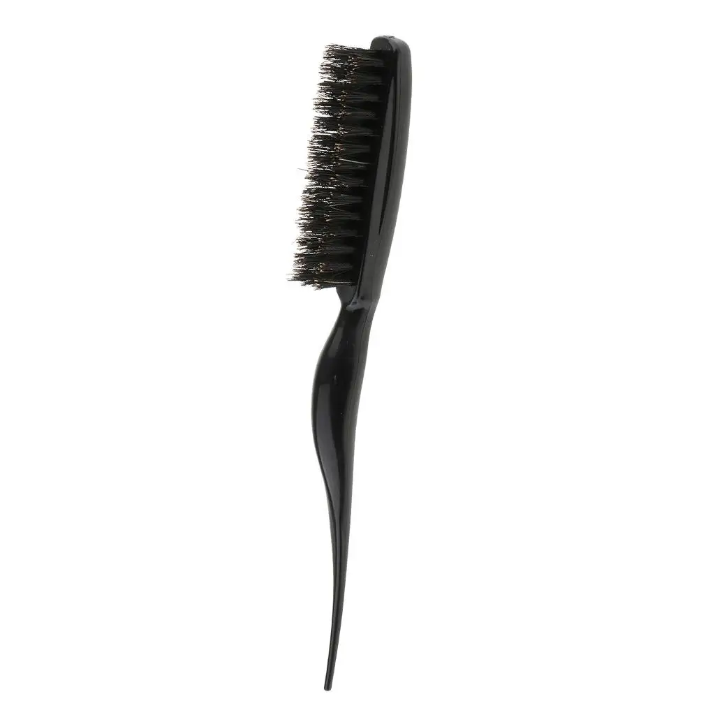 Salon Comb Hair Teasing Brush Plastic Handle 3 Rows Back Comb Natural Boar Bristle