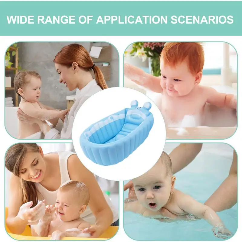 Kids Inflatable Bathtub Portable Newborn Toddler Bathing Tub With Air Pump Collapsible Shower Basin For Boys And Girls Home