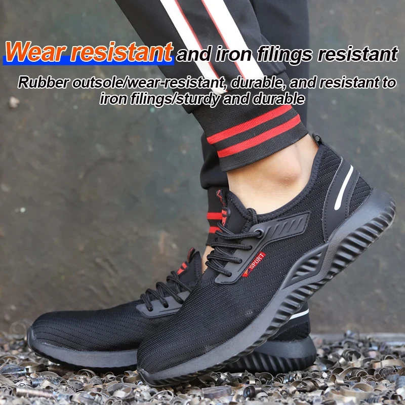 Safety Shoes MEN'S Headgear Steel Anti-crushing Work Tennis Light Polishing Test Indestructible