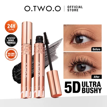 O.TWO.O 연장 익스텐션 속눈썹 마스카라, 두꺼운 방수 5D 실크 섬유, 엑스트라 볼륨 아이 마스카라 화장품