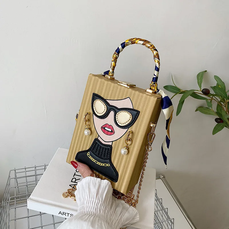 Evening Bags for Women 2023 New Fashionable Leather Shoulder Bag Woman Hard High Quality Hip Hop Party Luxury Designer Handbag - 2