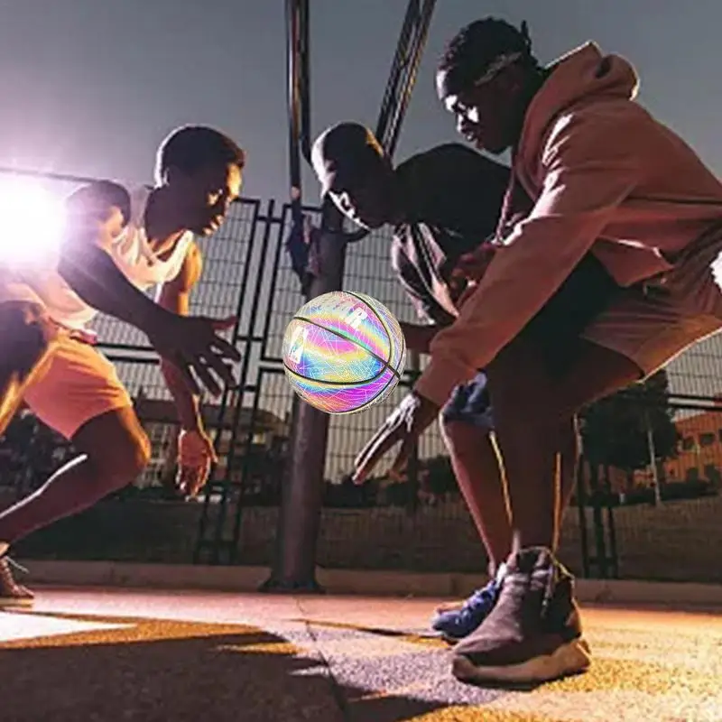 Reflection Basketball Reflective Glowing Luminous Basket Ball Size 7 Game Training Basketball For Adults And Children Reflective