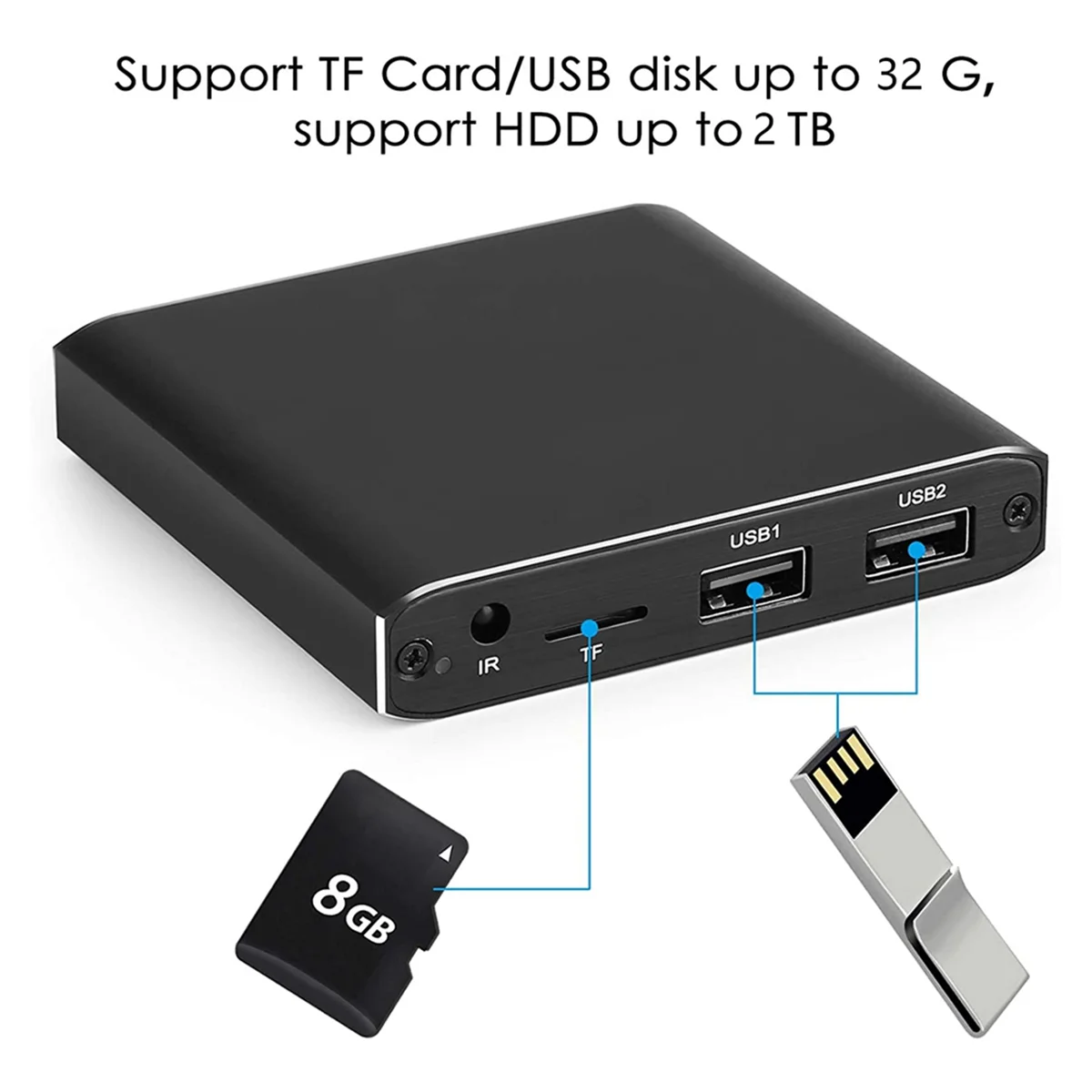 Multimedia Player 4K H.265 Advertising Player Auto Loop Playback TF/AV/HDMI/USB Disk 1080P HD Media Player EU Plug