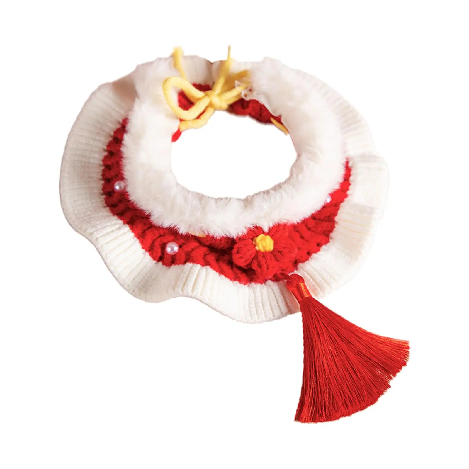 Knitting Cat Collar Chinese New Year Gift Decorative Outfit Handmade Knit Pet Scarf for Puppy Kitten Kitty Small Dog Pet Supply