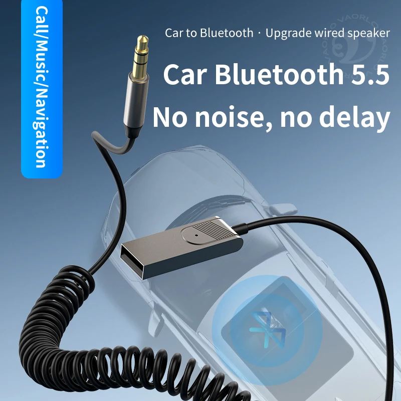 Bluetooth Adapter Bluetooth Audio Receiver Bluetooth Transceiver Adapter Audio Adapter Bluetooth Aux Adaptor New Upgrades Bluetooth 5.5 Audio Receiver USB To 3.5mm AUX Car Wireless Music Adapter With MIC For Car Kit Speaker BT Transmit
