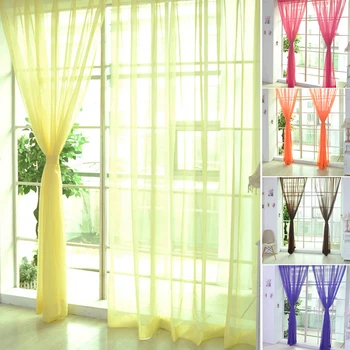 Tenda trasparente multicolore bovindo Screening tende per porte solide pannello drappeggiato Tulle per soggiorno Tulle americano europeo 1