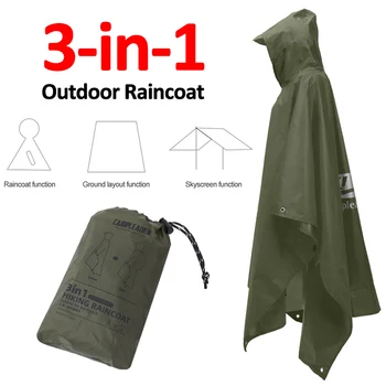 Outdoor 3 In 1 Raincoat Hooded Sleeve Waterproof Rain Poncho Motorcycle Rain Cover Camping Hiking Travel Portable Rainwear Tent 1