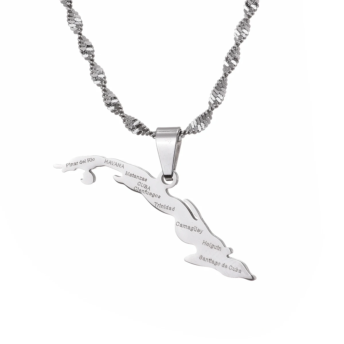 Cuba Map With Cities Necklaces Women,Map of Cuba Charm Pendant Cuban Jewelry 5