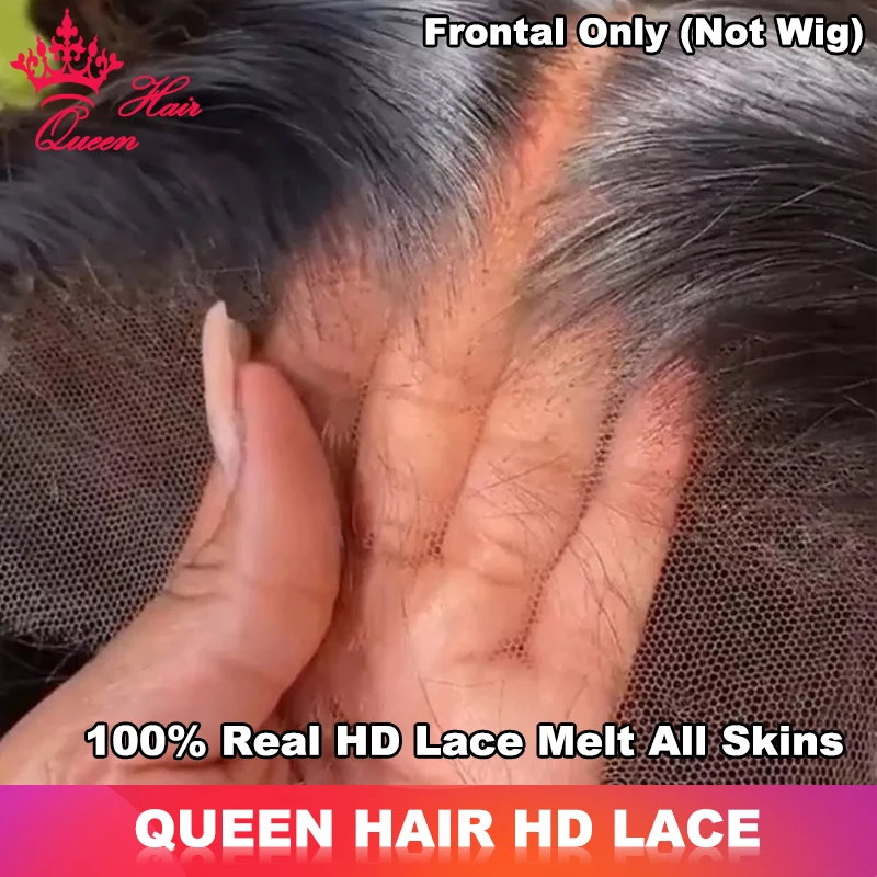 Queen Hair Real HD Full Frontal 13x6 13x4 Invisible Melt Skin Lace 4x4 5x5 6x6 7x7 Closure Raw Human Body Wave and Straight Hair