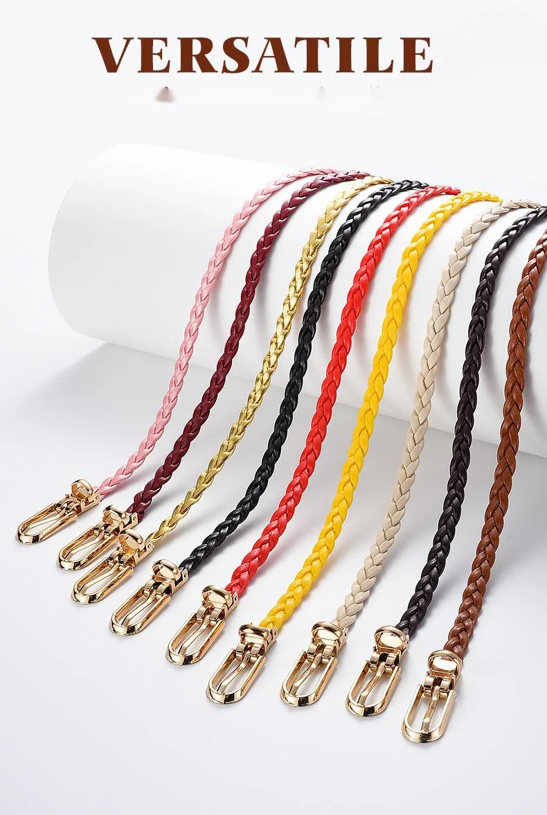 Nuova cintura intrecciata decorativa annodata in stile coreano alla moda da donna, piccola cintura color caramella, cintura con fibbia a clip semplice e personalizzata_voghion.com