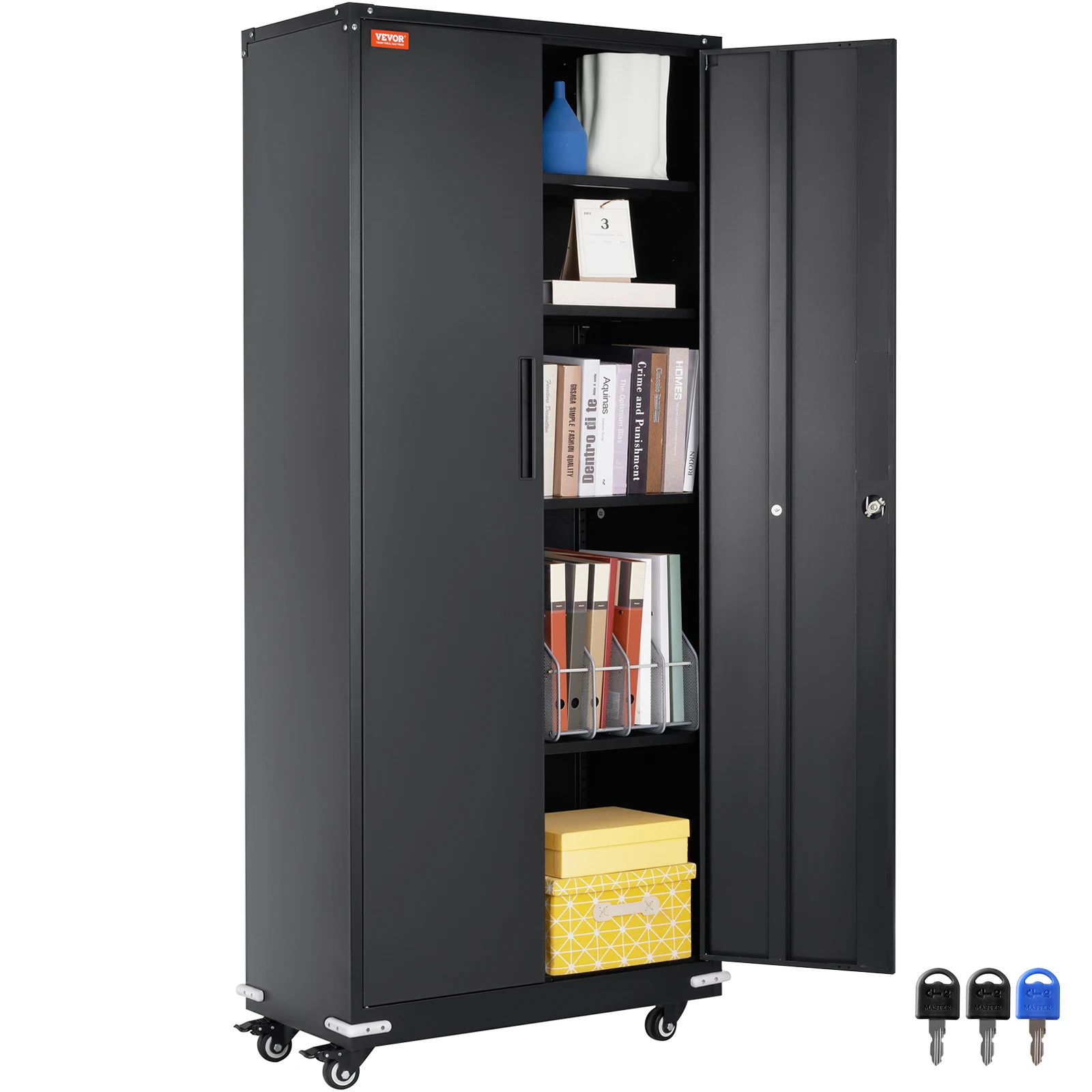 Metallschrank Abschließbar Yizosh Metall-Garagenschrank Mit 2 Türen Und 4 Verstellbaren Regalen, 180,3 Cm, Abschliessbarer Aktenschrank, Abschliessbarer Werkzeugschrank Fuer Buero, Zuhause, Garage, Fitnessstudio, Schule 4699984727 Werkstatt Schranksystem
