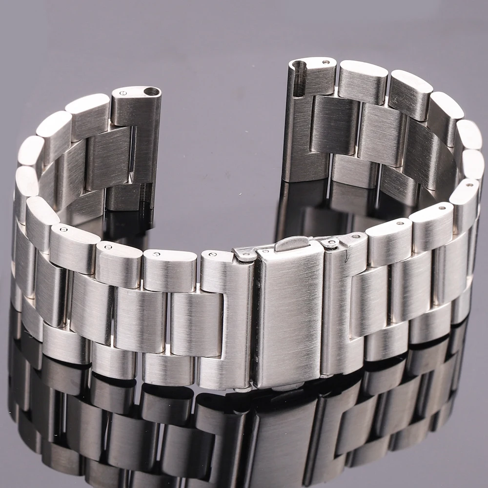 Sleek Silver Stainless Steel Watchband Bracelet – Premium Replacement Strap