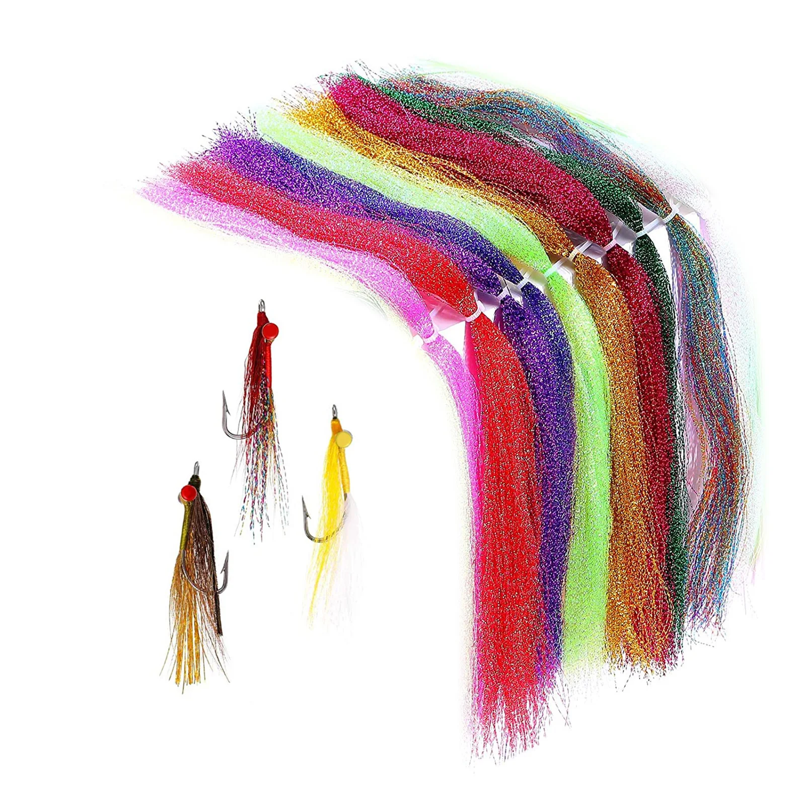 

100Pcs 30cm Fly Tying Lines Diy Assist Hooks Lure Flies Fly Tying Material Fishing Tackle Lure Hook Lines Feather Accessories