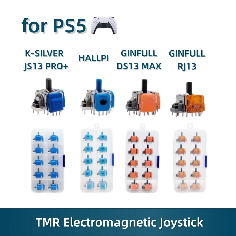 10개 K-SILVER JS13 pro + TMR 전자기 조이스틱 PS5 교체 부품..