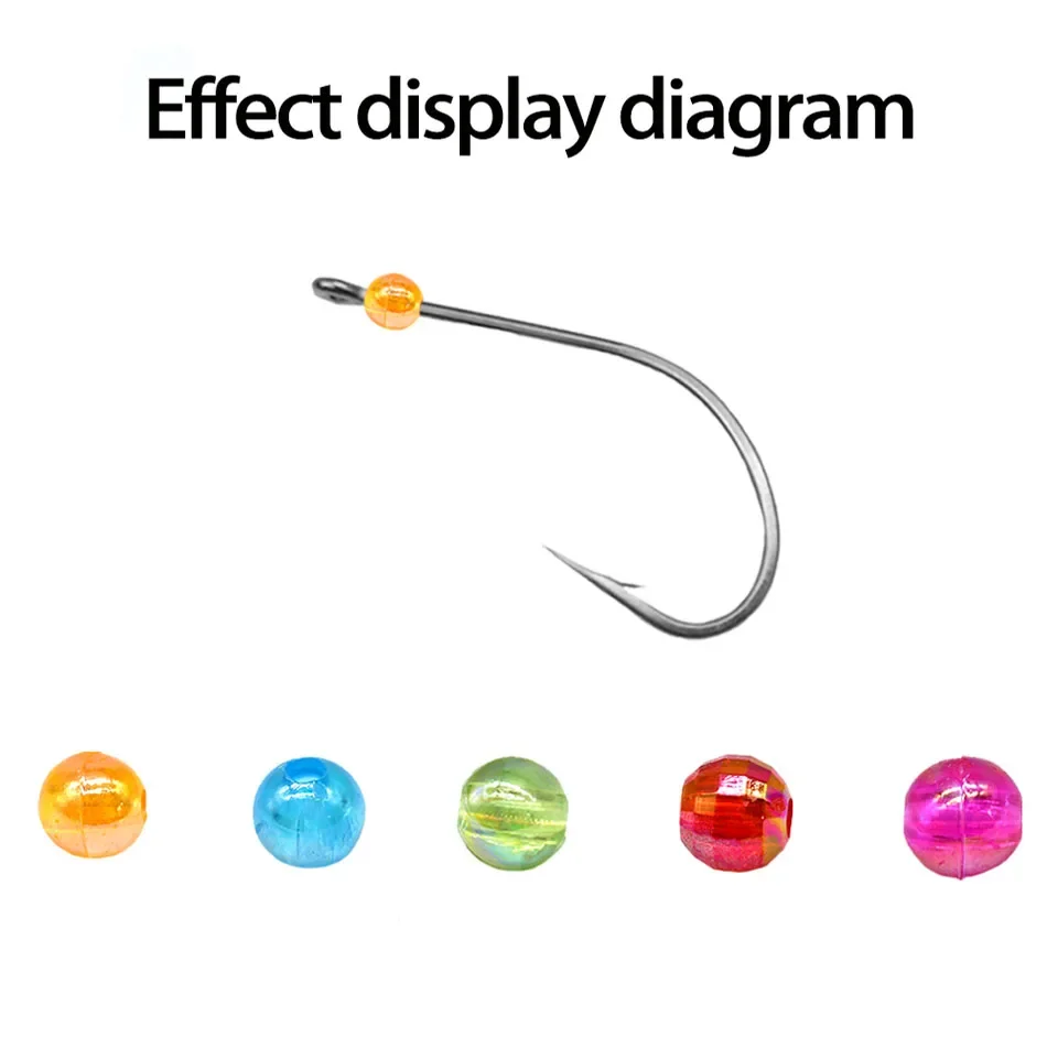 Topranc 100 Stück Angelperlen, 6 mm, runde Schwimmerkugeln, Stopper, Rigging-Perlen für Tackle, verschiedene Kunststoff-Glas-Glühperlen, DIY-Kit – Detail 2