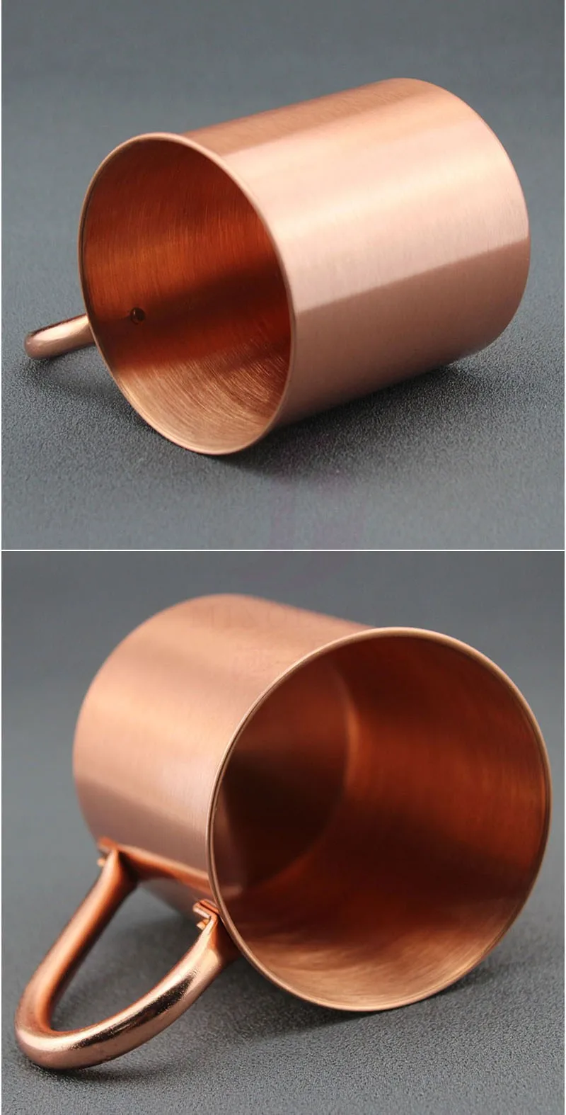 Moscow Mule PURE Copper Mugs-Cylinder-Shaped 100% Copper Cups Pure Solid 16 oz Copper Cocktail Cups Copper Beer Mug