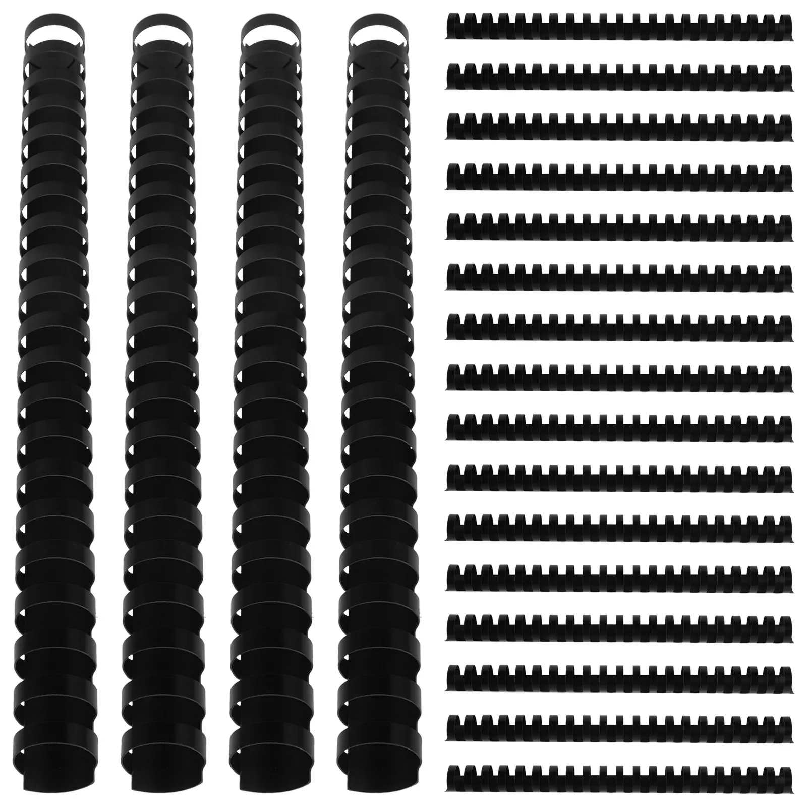 50pcs 21링 플라스틱 빗 바인딩 22mm 검정색 문서 바인딩용 전문 마감 다양한 크기 색상 스크랩북 클립