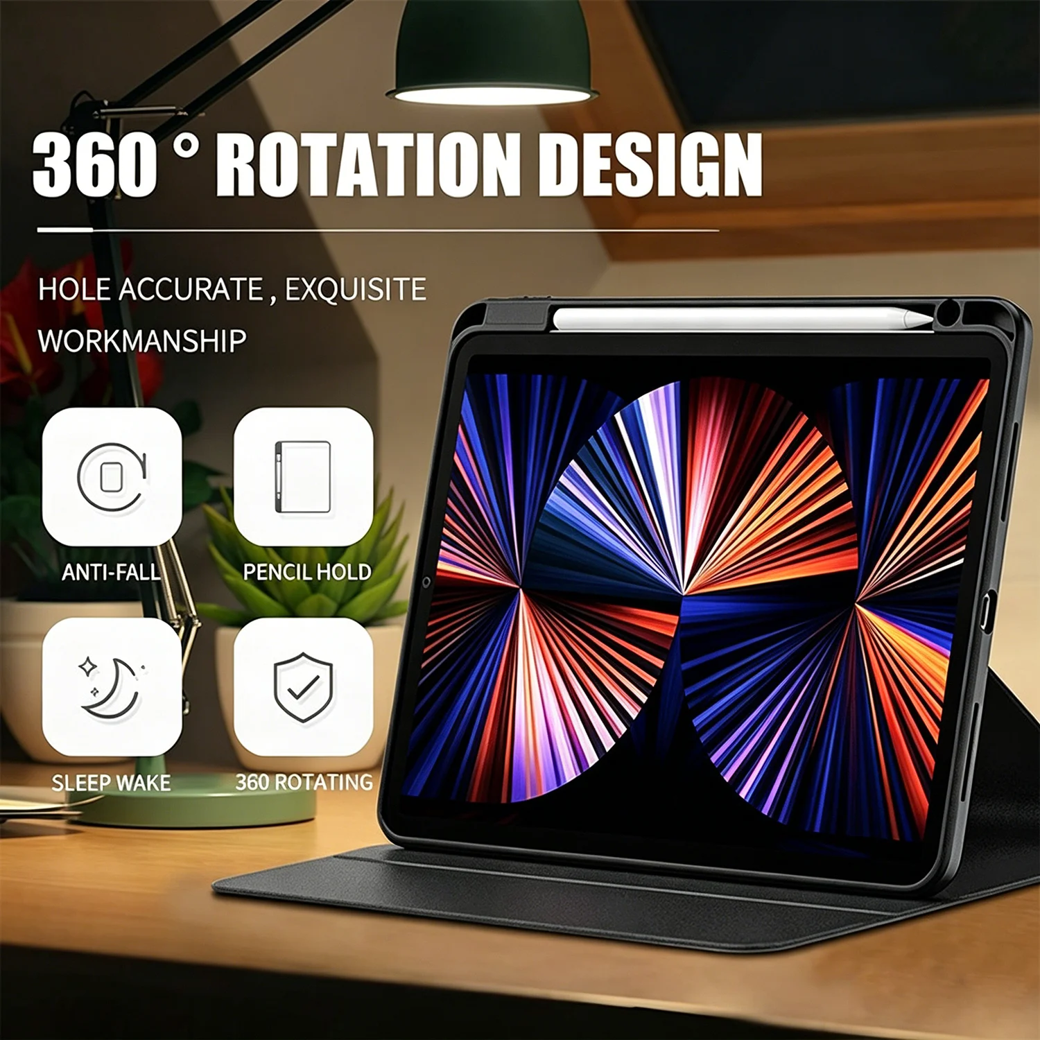 360-Degree Rotating iPad Stand Cover