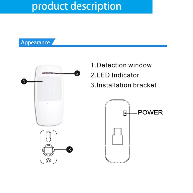 Wofea Wireless Motion Detector PIR Infrared Sensor ev1527 Type 3V Power For Home Security wifi GSM Alarm 433mhz 10pcs/lot 5