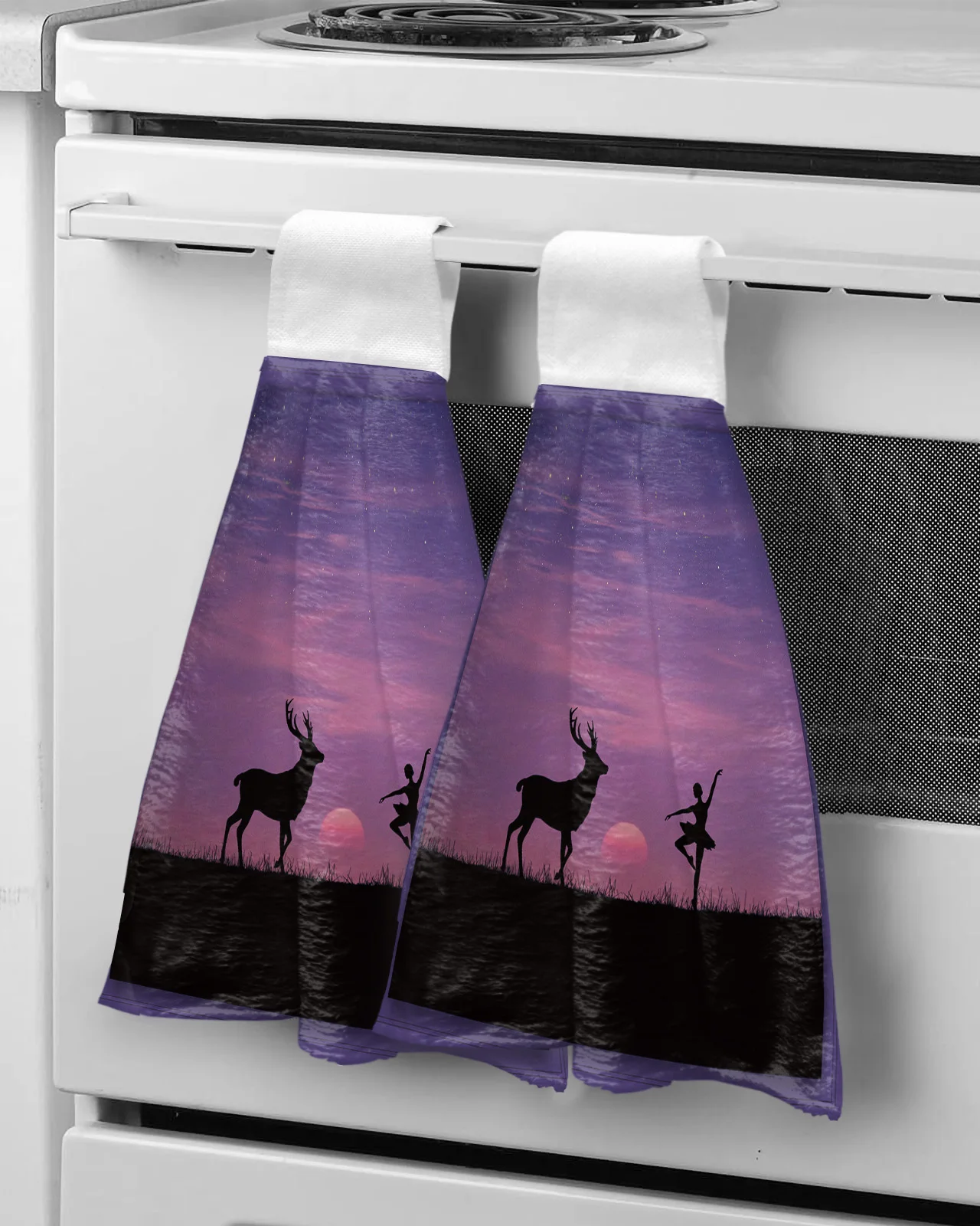 

Grassland Deer Girls In The Starry Sky Hand Towel Household Bathroom Microfiber Absorbent Towel Kitchen Hanging Cleaning Cloth