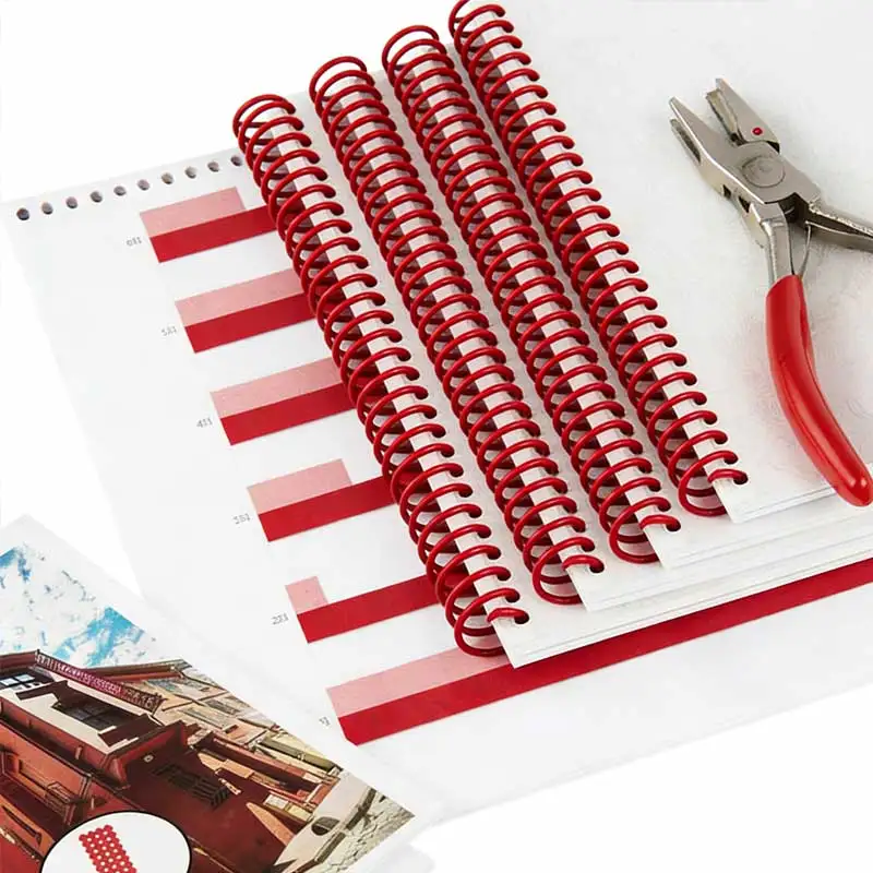 100개입 레드 A4 스프링 바인딩 코일 플라스틱 싱글홀 루즈리프 스프링 고무링 46홀 노트북 스네이크 플라스틱 링