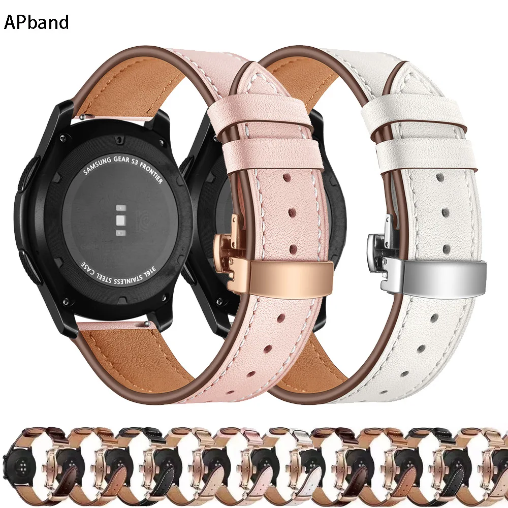 

20mm 22mm Leather Band For Samsung Galaxy watch 5/5 pro/4 Classic/Active 2/3/42mm/46mm 40 44mm bracelet Huawei GT/2/3 Pro strap