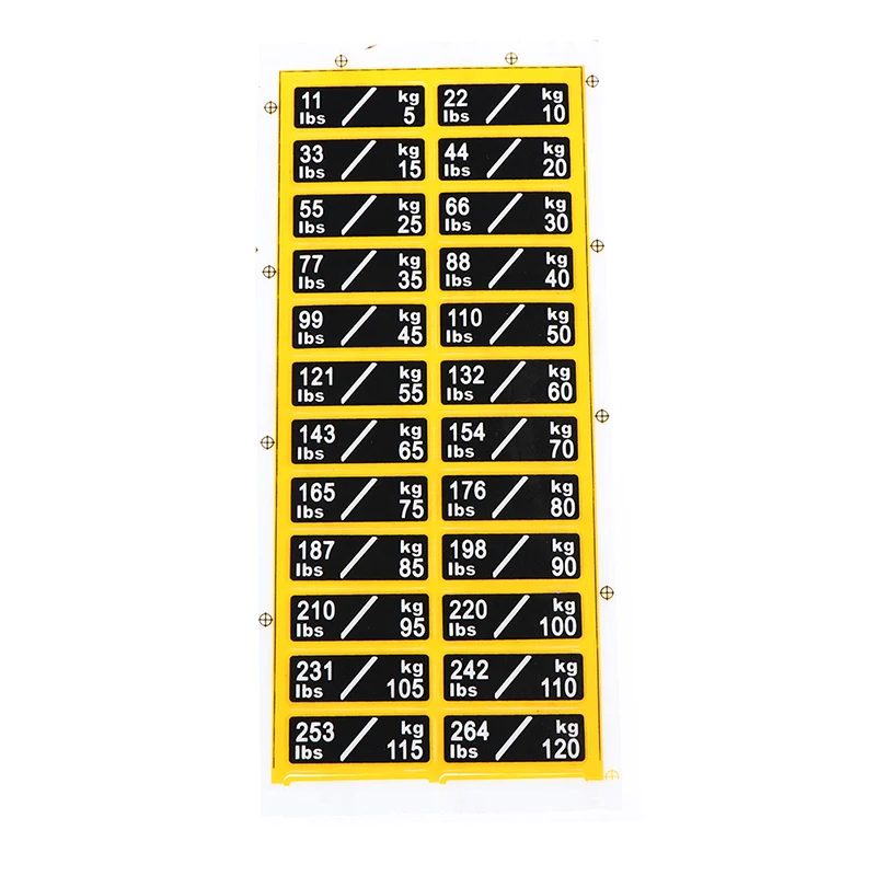 

1Sheet Weight Sticker Labels Strength Equipment Labels For Gym Equipment Accessories Power Equipment