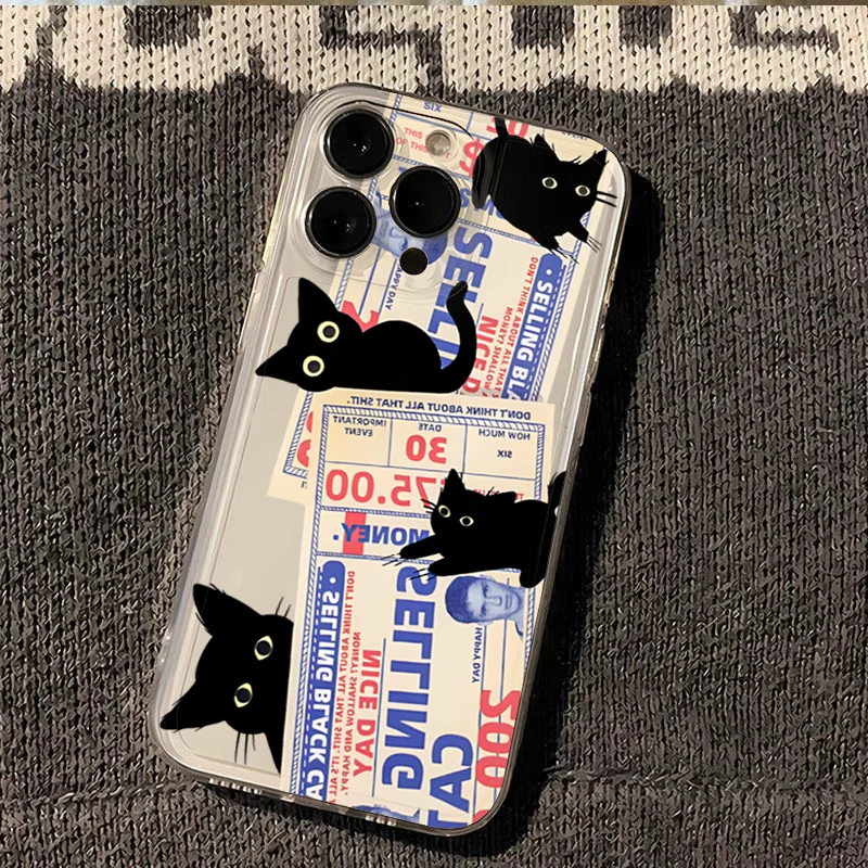 Doodle Angry Cat Clear Phone Case