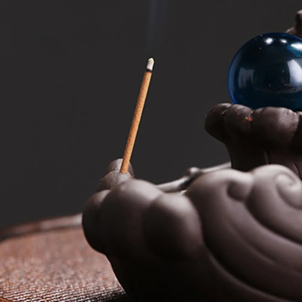 Home Decor Ornaments Purple Clay Dragon Backflow Incense Burner Pterosaur Incense Stick Holder Censer Office Feng Shui Decor