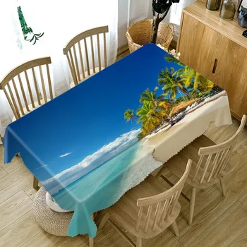 Tovaglia da spiaggia al mare con stampa Oxford, impermeabile, resistente all'olio, rettangolare, per la casa, per feste, tovaglia da picnic all'aperto 1