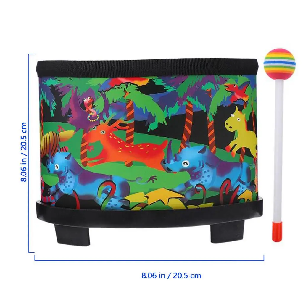 Wooden Floor Drum with 2 Drumsticks Ground Drum Toy for Kids Festival Gift