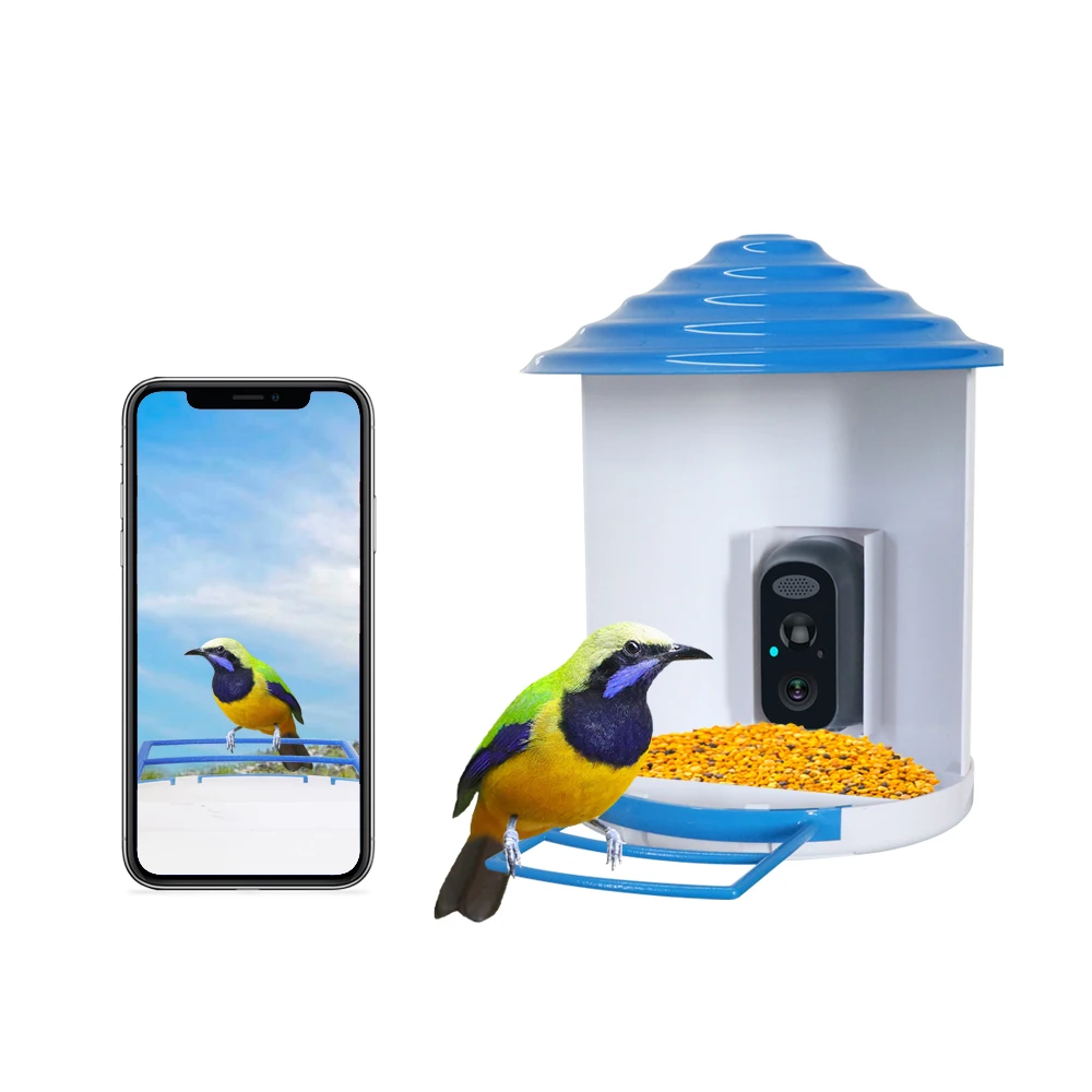 Outdoor Waterproof Solar Automatic Bird Feeders Powered AI Intelligent 1080P Video Bird Camera for Wildlife Gazebo Feeding