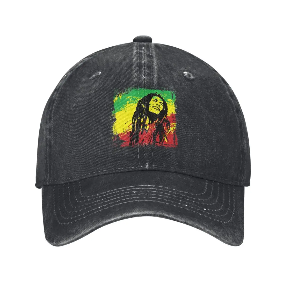 Get Up Stand Up Reggae Rasta Baseball Cap Vintage Distressed Denim Washed Bob Marley Snapback Hat Unisex Adjustable Fit Cap
