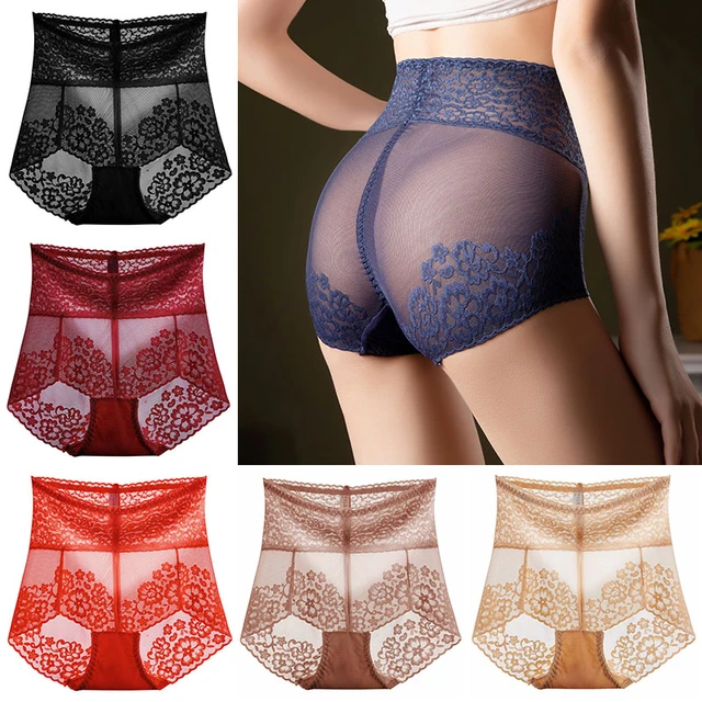 Plus Size Women's Sexy Panties Transparent Lace Flower Perspective Lingerie  Underwear High Waist Seamless Panti Underpants - Panties - AliExpress