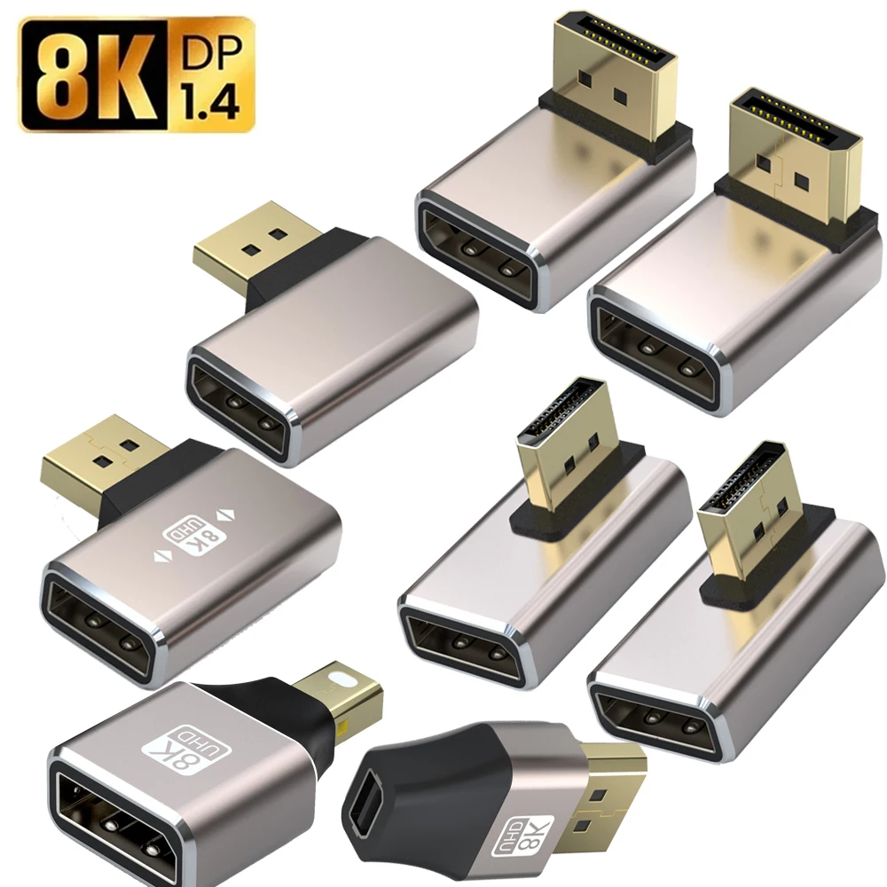 Gold-Plated DisplayPort1.4 Adapter Support 8K@60Hz 4K@144Hz HDR Video Alloy Shell DP Cable Extender for Desktop Computer Monitor dp cable 8k 4k 144hz 165hz display port 1 4 cable monitor displaypor cable dp1 2 adapter video meta transport game graphics car