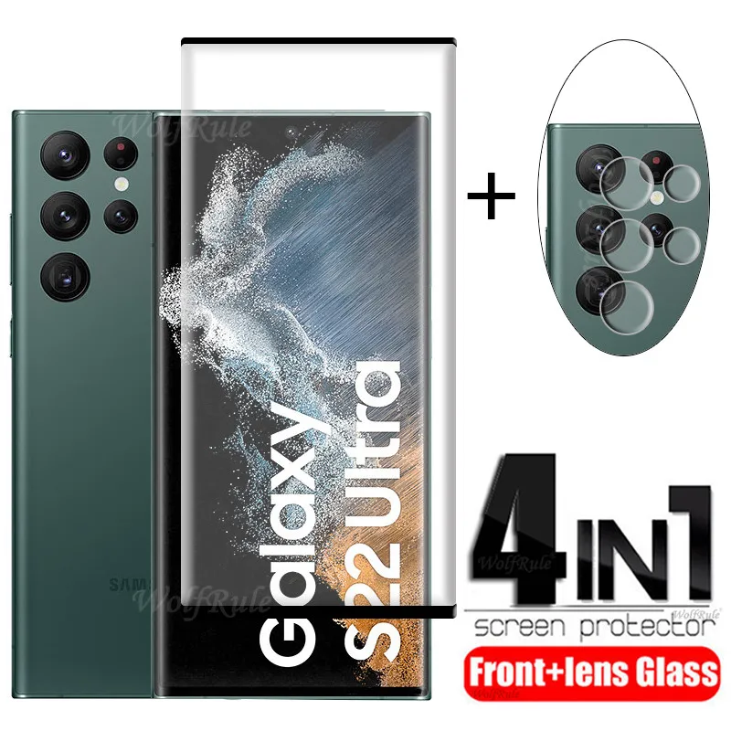 4 In 1 Per Samsung Galaxy S22 Ultra Glass Per Samsung S22 Ultra 9H Pellicola Salvaschermo Per Samsung Note 20 S21 S22 Ultra Lens Glass