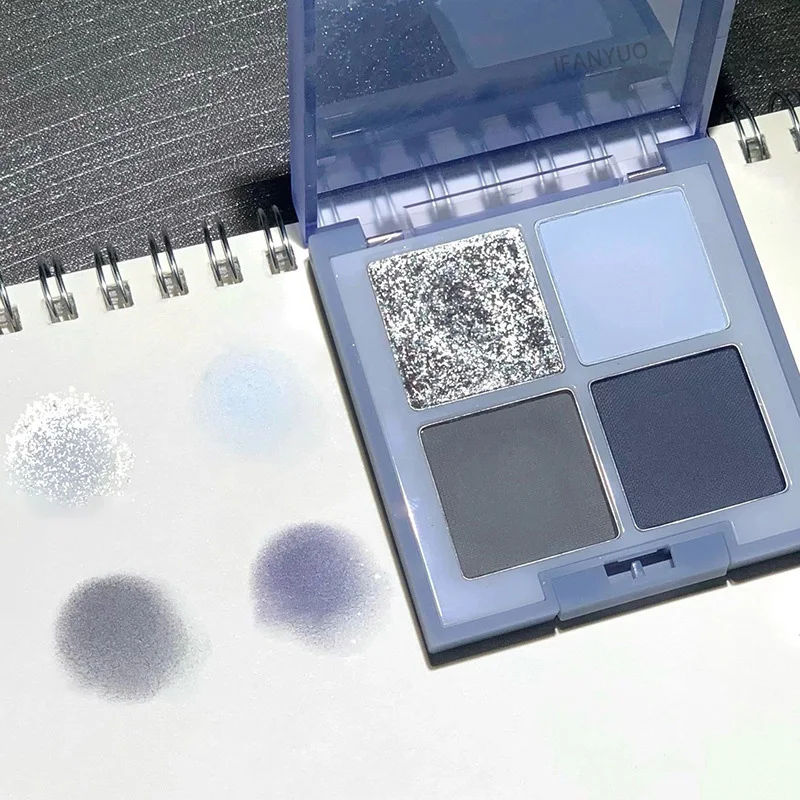 4-Color Starry Sky Blue Eyeshadow Palette Blue Eyeshadow Palette Shimmer Glitter Matte Eye Shadow Shades Neon Pigments 3