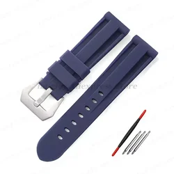 Versatile Sport Silicone Rubber Watch Band - Multiple Size Options - 24mm (Blue - Silver)